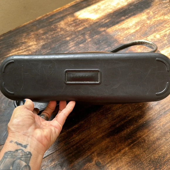 Vintage Dooney and Bourke zip zip satchel black leather Parasole rubber bottom - Picture 6 of 16